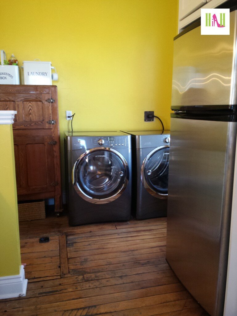 Heather In Heels Laundry Room Electrolux Canada IQ Touch Washer Dryer pair Titanium